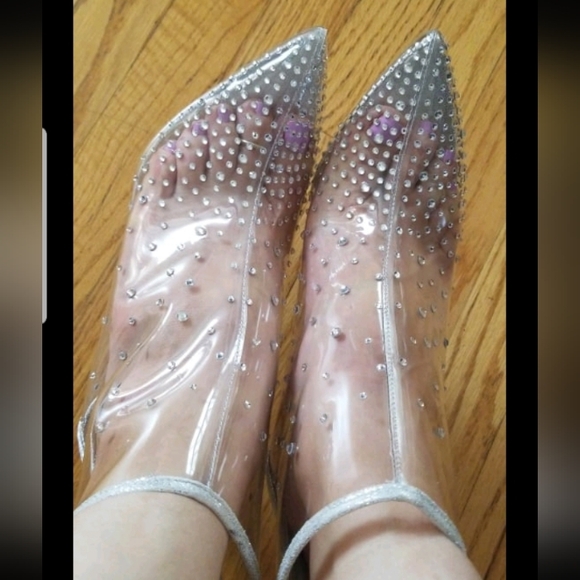 Jessica Simpson Clear Rhinestone Silver Booties - Picture 3 of 7